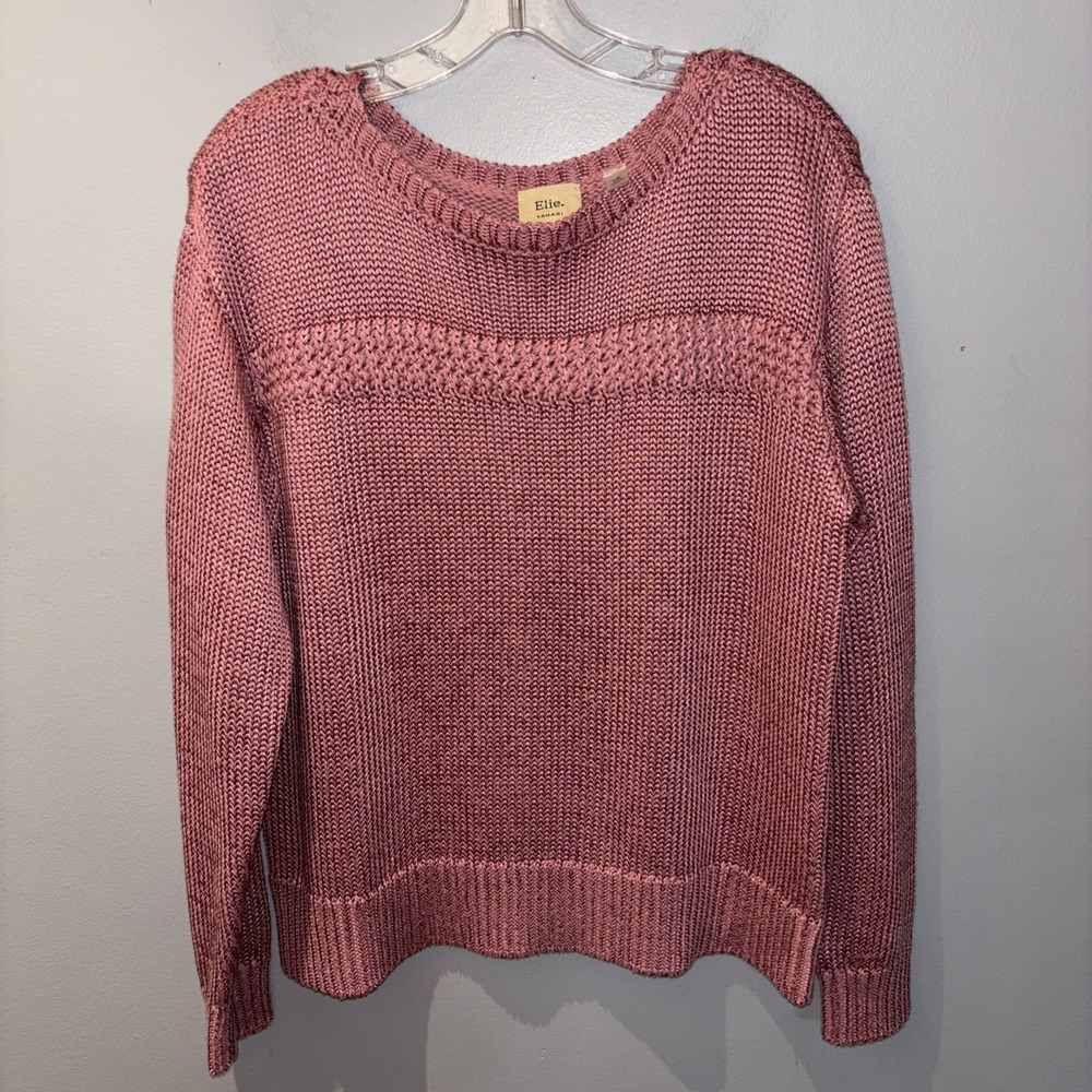 Elie Tahari  Knit Ribbed Texture Pullover  Pink Sweater Women's Large